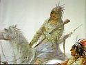painting showing Indians with horses and rifles