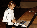 Susanne Jones with the print portfolio